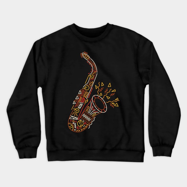 Saxophone Retro Shapes Crewneck Sweatshirt by JDP Designs